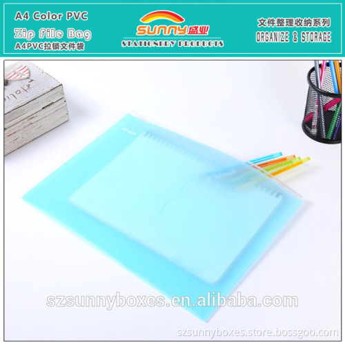 A4 Translucent Colorful PVC/Vinyl Zip Lock Document File Bag